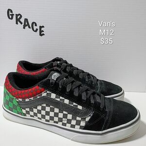 Vans No Skool 2 Black, Red, Green Checkered Men’s Sneakers, size 12 (Like New)